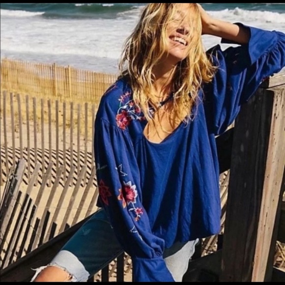 Free People Lida Boho embroidered sleeves NWT - Picture 4 of 4